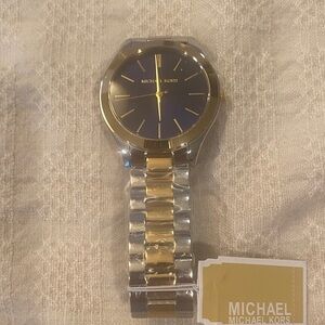 NEE Michael Kors oversized slim runway Two-Tone Gold and Silver Watch MK 3479